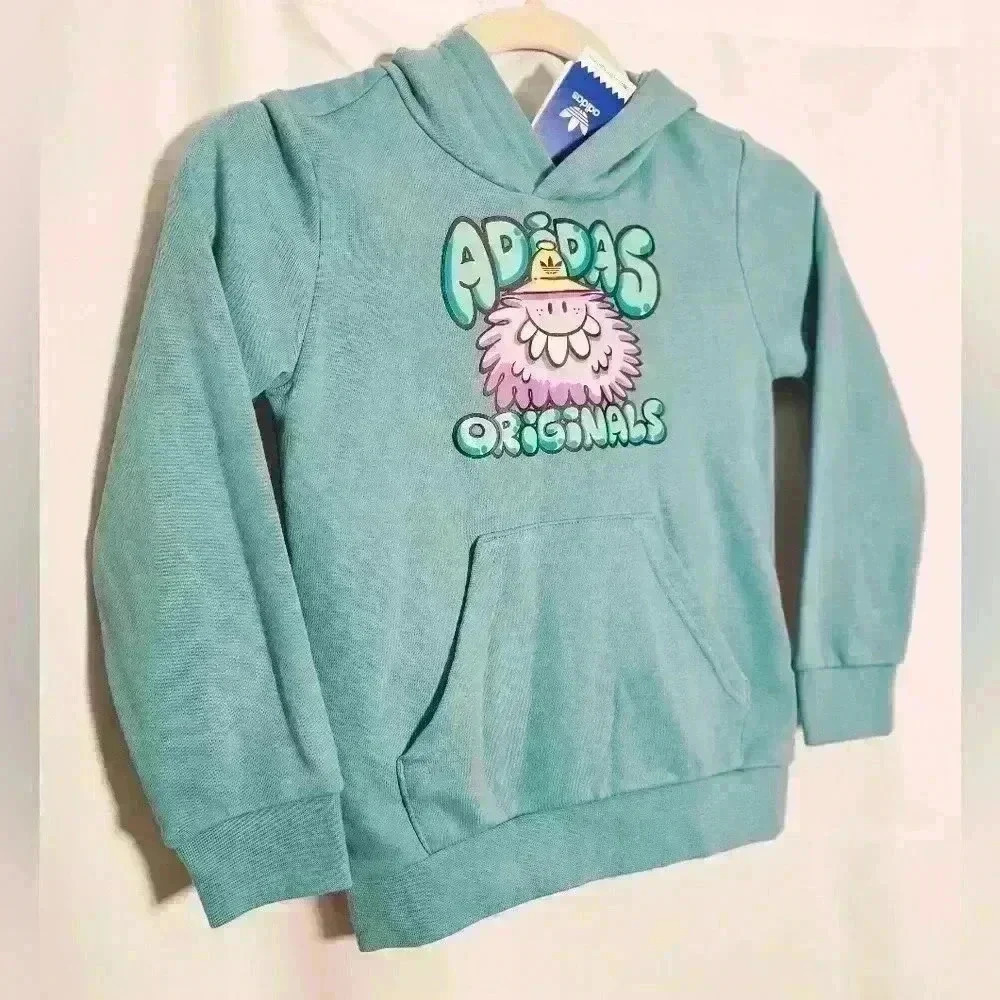 Girls Adidas Cute Fleece Hoodie Sweatshirt Cotton Blend w/Pocket XS